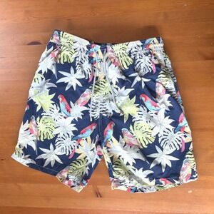 Vilebrequin Men XXL Tropical Bird Palm Swim Trunks Shorts XXL‎ Navy Blue Mesh